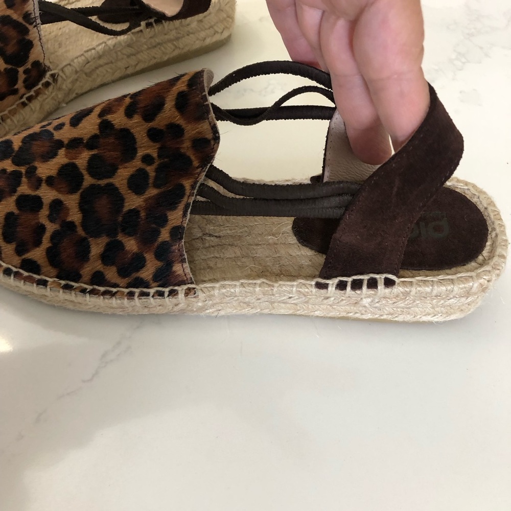 PICON leopard dyed pony hair handmade espadrille sandals SPAIN - Picture 3 of 10